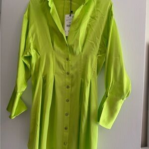 Vibrant Lime Green Button-Up Shirt